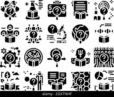 Illustration du vecteur du jeu de glyphes d'affaires du chercheur Illustration de Vecteur