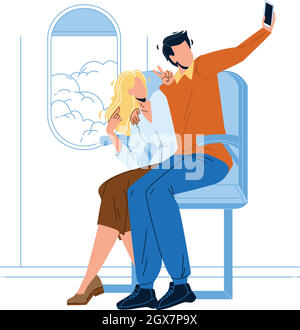 Couple faire vol Selfie sur téléphone caméra vecteur Illustration de Vecteur