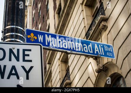 Panneau du boulevard Muhammad Ali - Louisville - Kentucky Banque D'Images