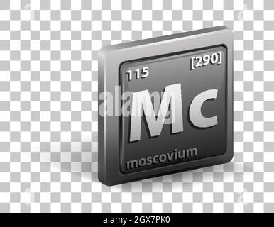 Élément chimique Moscovium. Symbole chimique avec numéro atomique et masse atomique. Illustration de Vecteur
