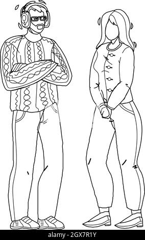 Génération X l'homme et la femme restent ensemble Vector Illustration de Vecteur