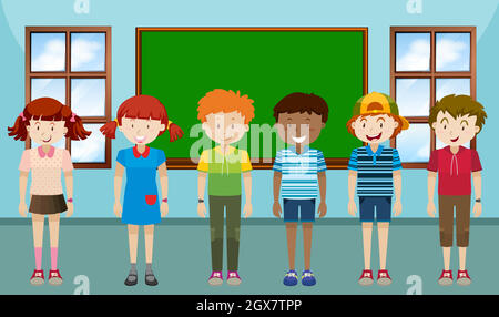 Enfants en classe Illustration de Vecteur