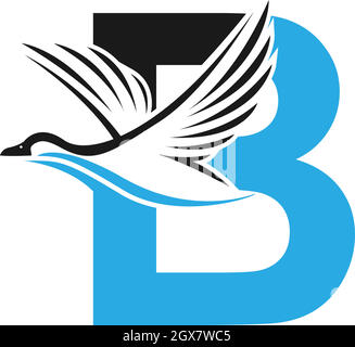 Lettre B avec illustration du logo représentant une icône en forme de canard Illustration de Vecteur