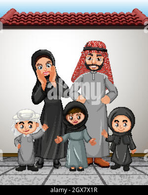 Famille arabe en vacances Illustration de Vecteur