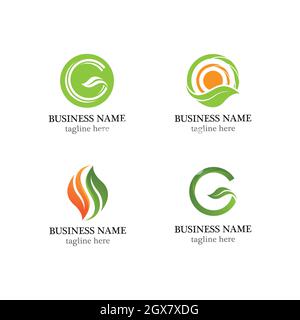 motif de jeu d'icônes de modèle vectoriel de logo feuille Banque D'Images