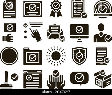 Éléments de collecte approuvés Vector Icons Set Illustration de Vecteur