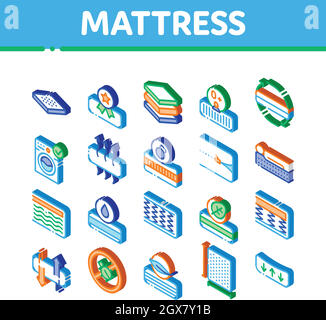 Matelas Orthopédie Isometric Icons Set Vector Illustration de Vecteur