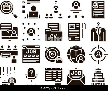 La chasse d'éléments Collection Vector Icons Set Illustration de Vecteur