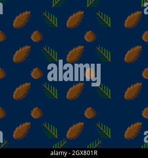 Motif hivernal sans coutures avec branches et cônes en pin Illustration de Vecteur