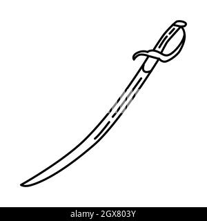 Épée historique de hazrat Khalid Al Walid partie des objets historiques musulmans dessin main icône ensemble Vector. Illustration de Vecteur