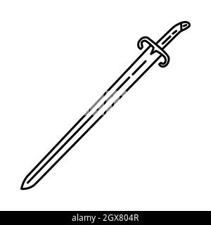 Épée historique d'Umar ibn al-Khittab une partie des objets historiques musulmans dessin main icône ensemble vecteur. Illustration de Vecteur