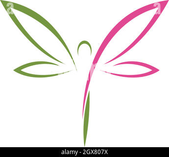 Illustration du modèle de conception d'icône de logo Dragonfly Illustration de Vecteur