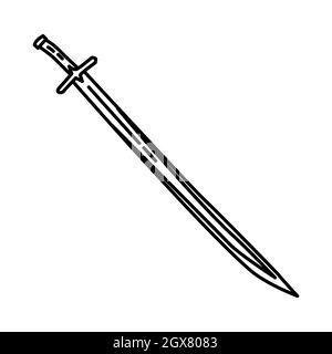 Mehmed 2 Sword Historique partie des objets historiques musulmans dessiné à la main icône Set Vector. Illustration de Vecteur