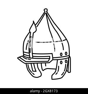 L'Histoire de la guerre islamique Helmet une partie des objets historiques musulmans dessiné à la main icône Set Vector. Illustration de Vecteur