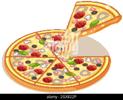 Pizza isolé sur fond blanc Illustration de Vecteur