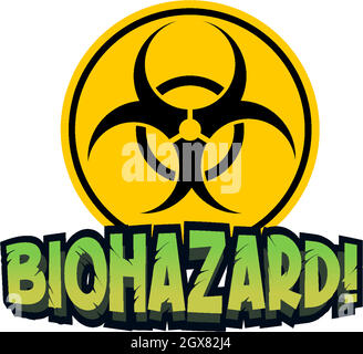 Police de caractères pour le mot biohazard et le signe jaune Illustration de Vecteur