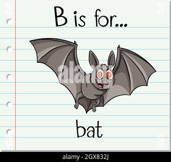 La lettre B du flashcard correspond à bat Illustration de Vecteur