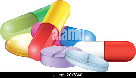 Pile de comprimés et de granulés Illustration de Vecteur