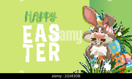 Affiche pour pâques avec lapin et œufs peints Illustration de Vecteur