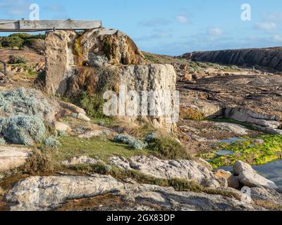 La vieille roue d'eau calcifiée historique de Cape Leeuwin, près d'Augusta dans le parc national de Leeuwin-Naturaliste, Australie occidentale. Banque D'Images