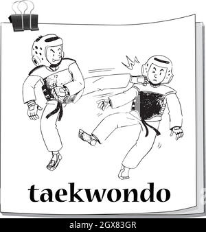 Deux hommes faisant du taekwondo Illustration de Vecteur