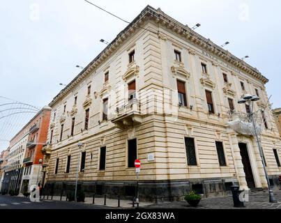 Banco di Sicilia construisant la Piazza Archimede, Syracuse, Italie. Banque D'Images