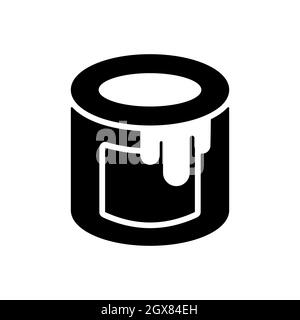 Icône de glyphe de vecteur plat de seau de peinture. Construction, réparation Illustration de Vecteur