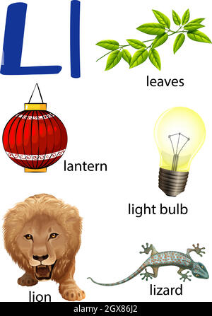 Les choses qui commencent par la lettre L Illustration de Vecteur