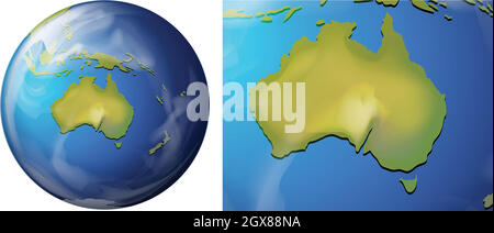 Carte de l'Australie sur le globe Illustration de Vecteur