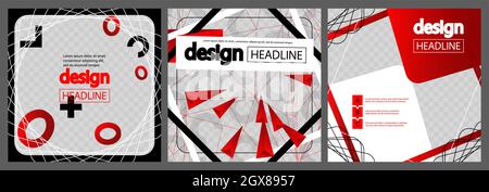 Design moderne rouge, blanc et noir pour les modèles de présentation avec espace pour l'arrière-plan photo. Rapport annuel, brochure, livre, affiche, prospectus, brochure, Illustration de Vecteur