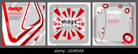 Design moderne rouge, blanc et noir pour les modèles de présentation avec espace pour l'arrière-plan photo. Rapport annuel, brochure, livre, affiche, prospectus, brochure, Illustration de Vecteur