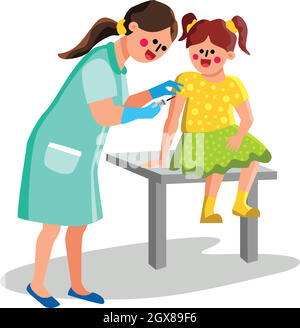 Illustration du vecteur de vaccination des filles par injection d'infirmière Illustration de Vecteur