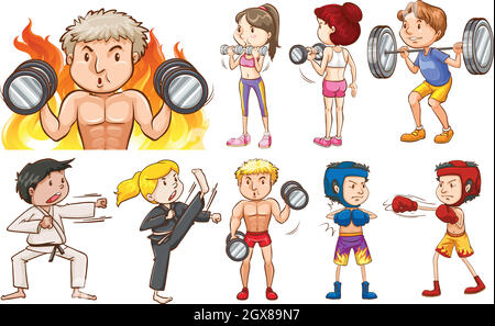 Les gens qui font différents types de sport Illustration de Vecteur