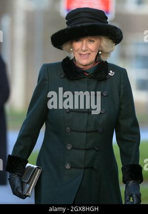 Camilla, Duchesse de Cornwall visite le camp de Bulford dans le Wiltshire pour accueillir le 4e Bataillon, les Rifles à leur retour d'Afghanistan Banque D'Images