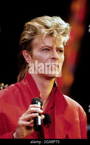 David Bowie en concert en 1987 Banque D'Images