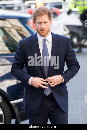 Le Prince Harry fréquente le Commonwealth Service à l'abbaye de Westminster le 13 mars 2017. Banque D'Images