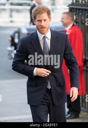 Le Prince Harry fréquente le Commonwealth Service à l'abbaye de Westminster le 13 mars 2017. Banque D'Images