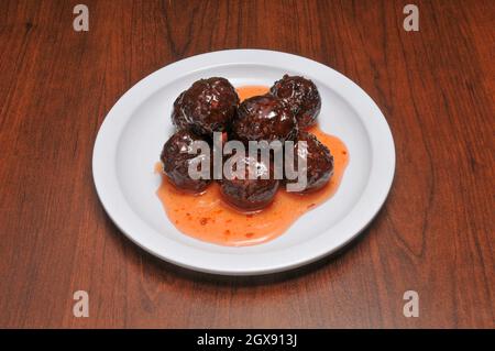 Cuisine italienne authentique connue sous le nom de meatball épicé Banque D'Images