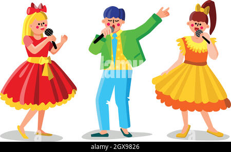 Man and Women Performing Song in Choir Vector Illustration de Vecteur