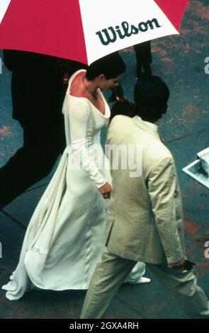 Courteney Cox et David Arquette le jour de leur mariage à San Francisco. Banque D'Images
