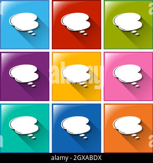 Boutons avec modèles de nuage vides Illustration de Vecteur