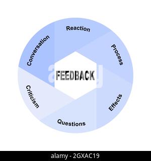 Concept de diagramme avec texte de feedback et mots clés. EPS 10 isolé sur fond blanc Illustration de Vecteur