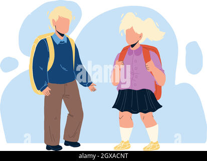 Epupilles enfants avec sac à dos rester ensemble Vector Illustration de Vecteur