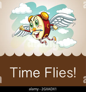 Horloge avec ailes volantes Illustration de Vecteur