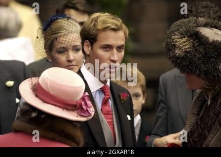 Le prince William assistant au mariage de son arrière-né Edward Van Cutsem et de Lady Tamara Grosvenor, la fille aînée du duc de Westminster, a eu lieu à la cathédrale de Chester. Banque D'Images