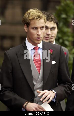 Le prince William assistant au mariage de son arrière-né Edward Van Cutsem et de Lady Tamara Grosvenor, la fille aînée du duc de Westminster, a eu lieu à la cathédrale de Chester. Banque D'Images