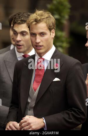 Le prince William assistant au mariage de son arrière-né Edward Van Cutsem et de Lady Tamara Grosvenor, la fille aînée du duc de Westminster, a eu lieu à la cathédrale de Chester. Banque D'Images