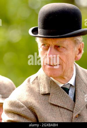 Le Prince Philip participe à l'épreuve de la voiture le deuxième jour du Royal Windsor Horse Show à Windsor, en Angleterre.Anwar Hussein/allactiondigital.com Banque D'Images