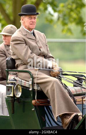 Le Prince Philip participe à l'épreuve de la voiture le deuxième jour du Royal Windsor Horse Show à Windsor, en Angleterre.Anwar Hussein/allactiondigital.com Banque D'Images