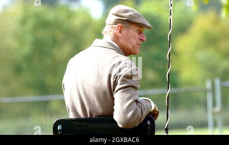 Le Prince Philip participe à l'épreuve de la voiture le deuxième jour du Royal Windsor Horse Show à Windsor, en Angleterre.Anwar Hussein/allactiondigital.com Banque D'Images